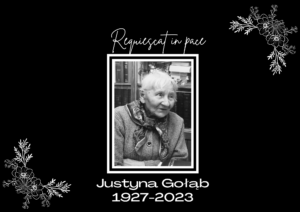 Czarno-białe zdjęcie śp. Justyny Gołąb.