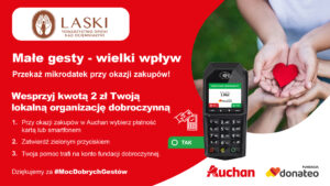 Plakat promujący mikrodonacje Donaeto