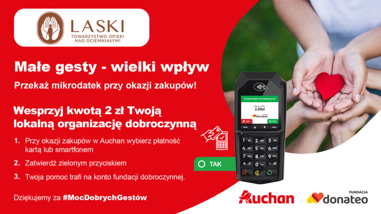 Plakat promujący mikrodonacje Donaeto