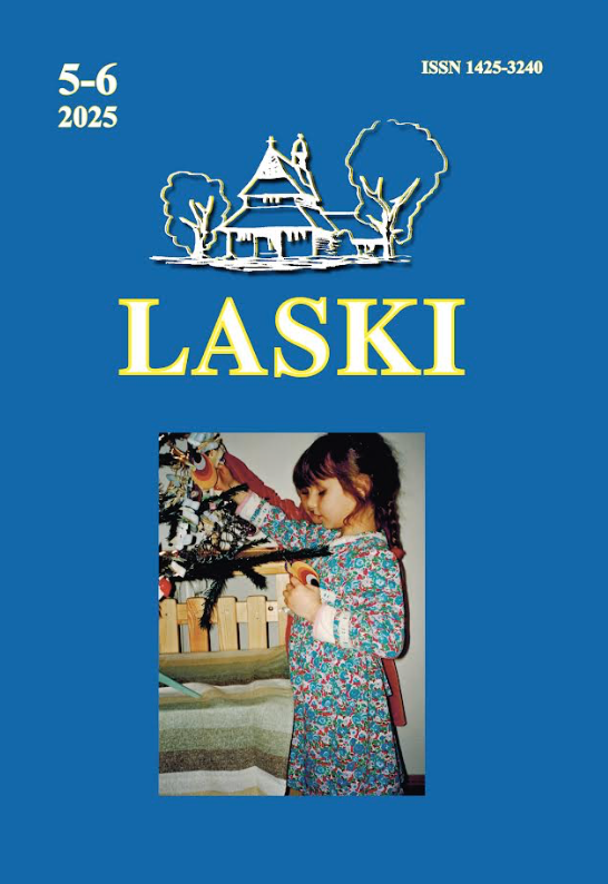 Okładka czasopisma z niewidomą dziewczynką  przy szopce.