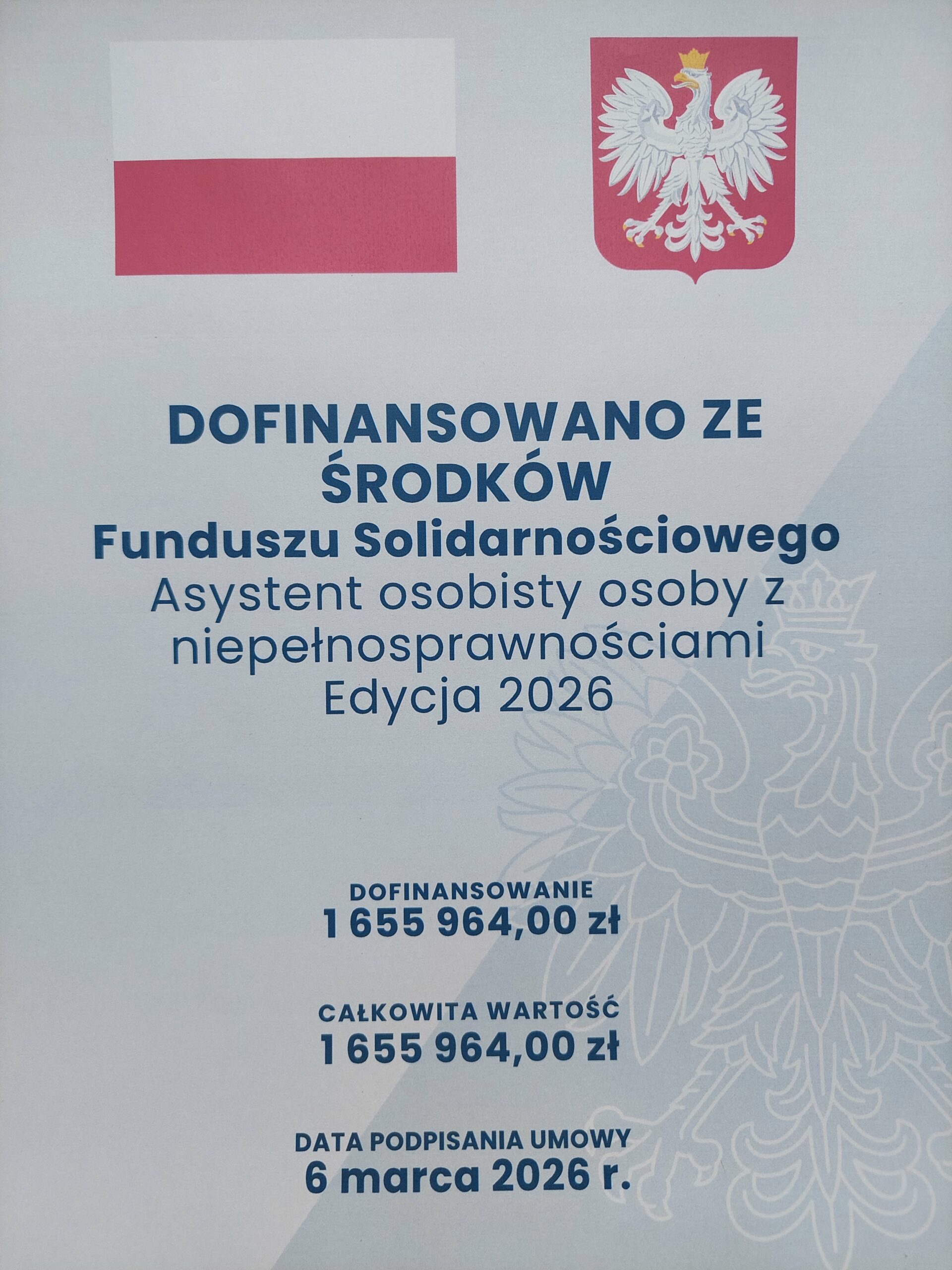 Zdjęcie plakatu Programu: Flaga Polski i Znak Godła, finansowany ze środków Funduszu Sprawiedliwości w kwocie 1655964,00 złotych